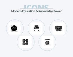 Modern Education And Knowledge Power Glyph Icon Pack 5 Icon Design. education. best grade. formula . books. knowledge vector