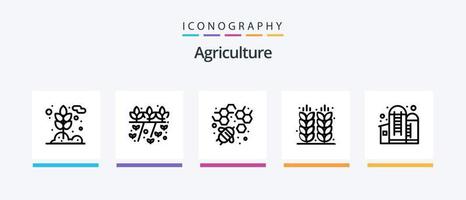 paquete de iconos de línea agrícola 5 que incluye grano. agricultura. agricultura. granja. planta. diseño de iconos creativos vector