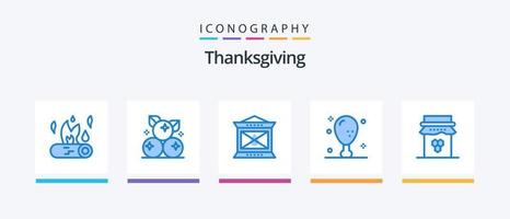 Thanksgiving Blue 5 Icon Pack Including thanksgiving. holiday. thanksgiving. food. thanksgiving. Creative Icons Design vector