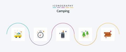 Camping Flat 5 Icon Pack Including . wood. flame. log. tree vector