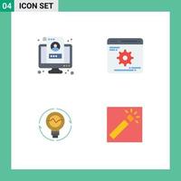 4 Universal Flat Icons Set for Web and Mobile Applications account bulb screen development generation Editable Vector Design Elements