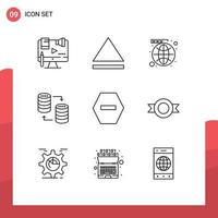 9 Universal Outlines Set for Web and Mobile Applications denied share social storage server Editable Vector Design Elements