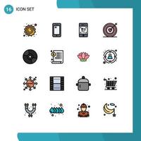Modern Set of 16 Flat Color Filled Lines and symbols such as devices target samsung love technology Editable Creative Vector Design Elements