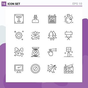 Universal Icon Symbols Group of 16 Modern Outlines of progress flask stress growth browser Editable Vector Design Elements