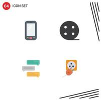 4 Flat Icon concept for Websites Mobile and Apps phone bubbles huawei charge conversations Editable Vector Design Elements