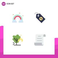 Pictogram Set of 4 Simple Flat Icons of nature environment wave price pollution Editable Vector Design Elements