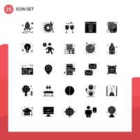 Set of 25 Modern UI Icons Symbols Signs for paper enterprise architecture drink document website Editable Vector Design Elements