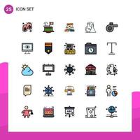 paquete de iconos de vector de stock de 25 signos y símbolos de línea para productos químicos de chat de reacción de energía que se encuentran con elementos de diseño de vector editables