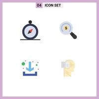 Modern Set of 4 Flat Icons Pictograph of browse down ecommerce shopping book Editable Vector Design Elements