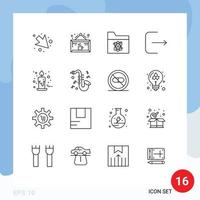 Pictogram Set of 16 Simple Outlines of decoration candle atom ui logout Editable Vector Design Elements