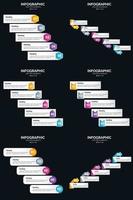 Vector 6 Infographics Pack Presentation slide template 5 Steps cycle diagrams and timelines