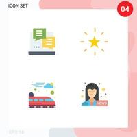 Set of 4 Vector Flat Icons on Grid for development suburban web performance female anchor Editable Vector Design Elements