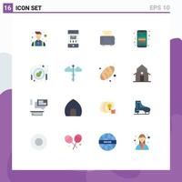 16 Universal Flat Colors Set for Web and Mobile Applications boss home people mail toaster Editable Pack of Creative Vector Design Elements