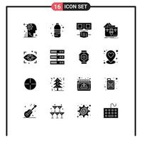 Set of 16 Modern UI Icons Symbols Signs for eye folder drink file portfolio Editable Vector Design Elements