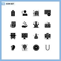 16 User Interface Solid Glyph Pack of modern Signs and Symbols of gadget computers person city bus terminal bus Editable Vector Design Elements