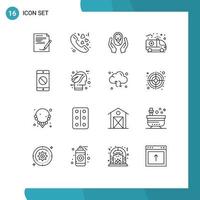 Set of 16 Modern UI Icons Symbols Signs for medical care valentine ambulance child care logo Editable Vector Design Elements