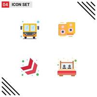 Set of 4 Vector Flat Icons on Grid for bus down right love wedding specker bedroom Editable Vector Design Elements