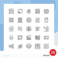 25 iconos creativos signos y símbolos modernos de control ui globo de fruta de limón elementos básicos de diseño vectorial editables vector