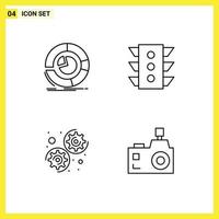 Pictogram Set of 4 Simple Filledline Flat Colors of analysis rule diagram traffic options Editable Vector Design Elements