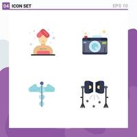 4 User Interface Flat Icon Pack of modern Signs and Symbols of woman heart camera photography care Editable Vector Design Elements
