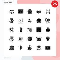 Set of 25 Modern UI Icons Symbols Signs for picket fence building barrier rope investment time Editable Vector Design Elements