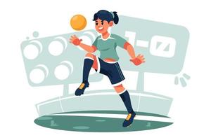 personaje femenino jugando futbol vector