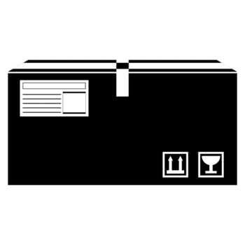 caja de cartón con signos aislados en estilo de contorno. ilustración png. png