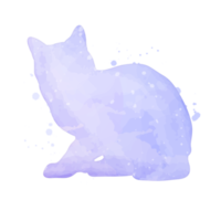 waterverf pastel kat met geklater silhouet schilderij clip art png