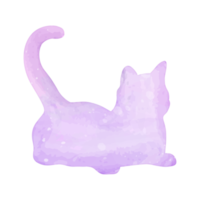 chat pastel aquarelle avec éclaboussures silhouette peinture clipart png