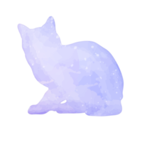 gato pastel aquarela com clipart de pintura de silhueta splatter png