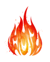 Watercolor painted blazing red flame fire fireball illustration clipart png