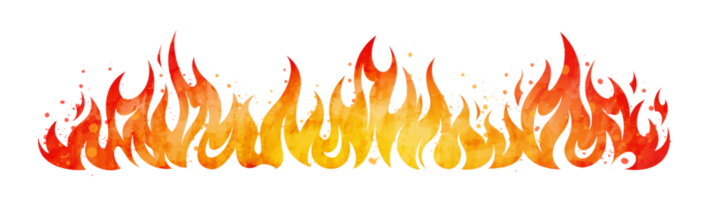 Aquarell gemalt lodernde rote Flamme Feuer Rahmen Grenze Vorlage Illustration Cliparts png