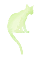 gato pastel aquarela com clipart de pintura de silhueta splatter png