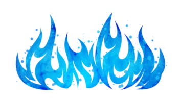 vattenfärg målad flammande blå flamma brand eldkula illustration ClipArt png