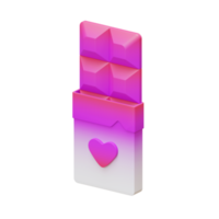 Valentine Chocolate Bar Isometric 3D Render Element png