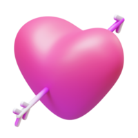 san valentín corazón y flecha isométrica 3d render elemento png