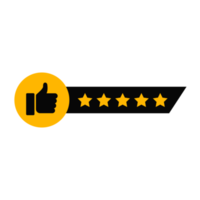 Five stars rating png with transparent background