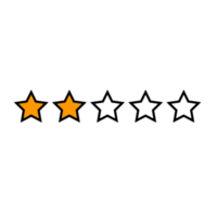 Two stars rating png with transparent background