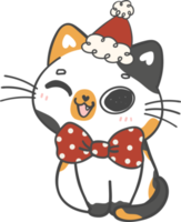 Cute happy Christmas Santa Calico cat cartoon png