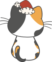 Cute happy Christmas Santa Calico cat cartoon png