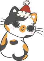 lindo feliz natal desenho animado de gato malhado de papai noel png