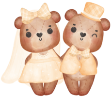 lindos osos de peluche novia y novio romántico amor boda casarse acuarela personaje de dibujos animados png