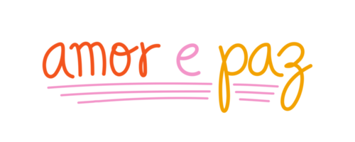 Love and peace phrase in Portuguese in colorful children's handwriting. Translation - Love and peace. png