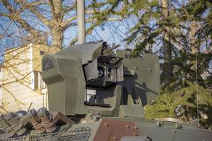 A part of the military vehicle for the strengthening of security measures. For fired tear gas for clashing with demonstrators during a rally photo