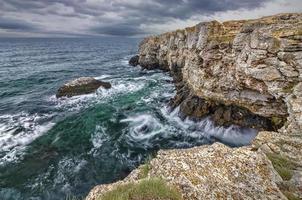 spectacular scenic rural nature landscape from the cliffs near Tyulenovo village, Black Sea, Bulgaria photo