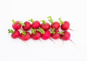 Red or purple radish, organic salad mix healthy natural food isolated on white background photo