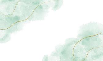 acuarela verde abstracta o arte de tinta de alcohol con brillo dorado de fondo blanco. efecto de dibujo de mármol pastel. plantilla de diseño de ilustración para invitación de boda, decoración, banner, fondo foto