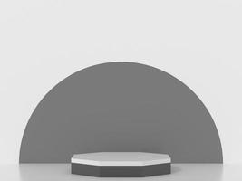 3d octagon podium products display minimal mockup 3d render. color trend minimal studio, clean background podium shape octagon. stand show cosmetic product. Stage showcase on pedestal podium. photo