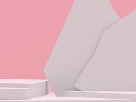 white stone podium products display minimal mockup 3d render. scene front view pink room and pink background podium shape nature. stand show cosmetic product. Stage showcase on pedestal podium. photo