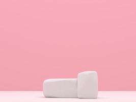 white stone podium products display minimal mockup 3d render. scene front view pink room and pink background podium shape nature. stand show cosmetic product. Stage showcase on pedestal podium. photo